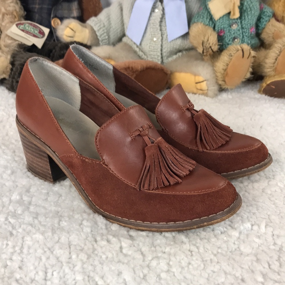 Saychelles Women's Tassel Block Heel Loafers - Brown